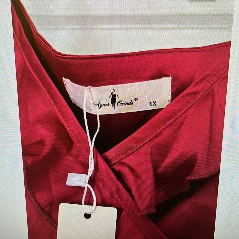 Agnes Orinda Women's 1X Satin Ruffle Trim Sleeveless Pleated Soft Nightgown NWT - Picture 6 of 9